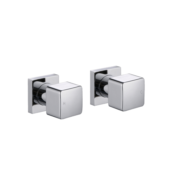 VOG Chrome Cubic Shower Wall Taps - Living and Bathroom