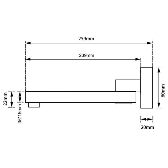 BLAZE Chrome Bathtub/Basin Wall Spout - Living and Bathroom