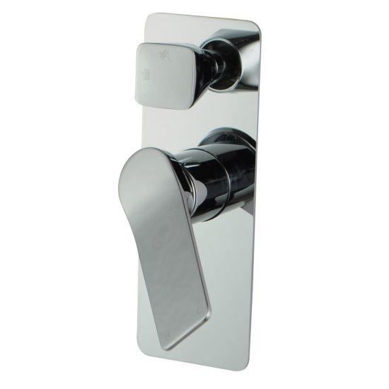 RUSHY Square Chrome Wall Mixer With Diverter - Living and Bathroom