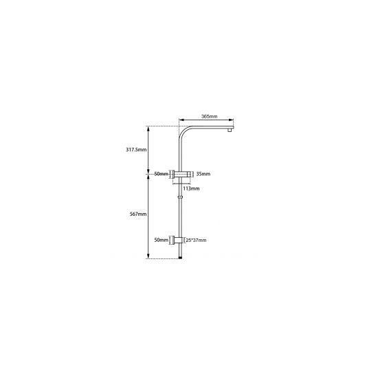 Square Gun Metal Grey Shower Station without Shower Head and Handheld Shower - Living and Bathroom