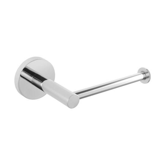 LUCID PIN Chrome Round Stainless Steel Wall Mounted Toilet Paper Roll Holder - Living and Bathroom
