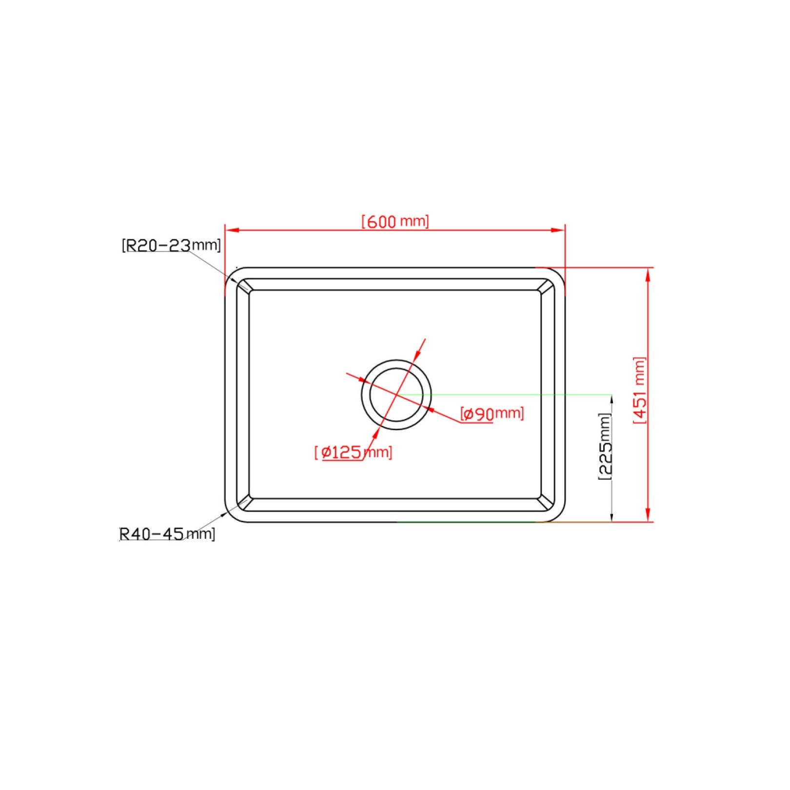 Matte Black Chelsea Fireclay Farmhouse Sink 600*451*253mm