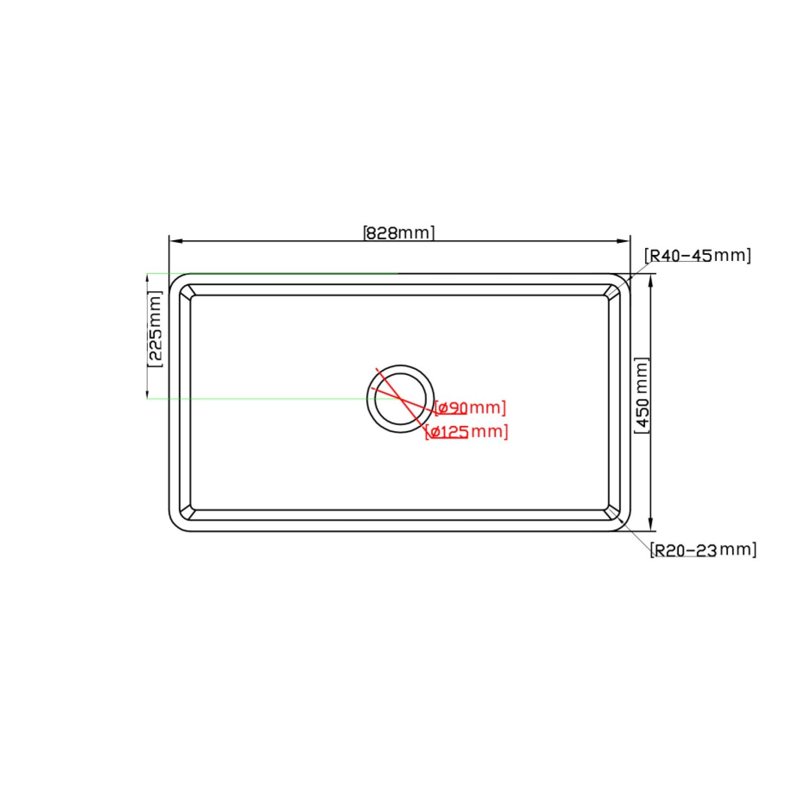 Gross White Greenwich Fireclay Farmhouse Sink 828*450*252
