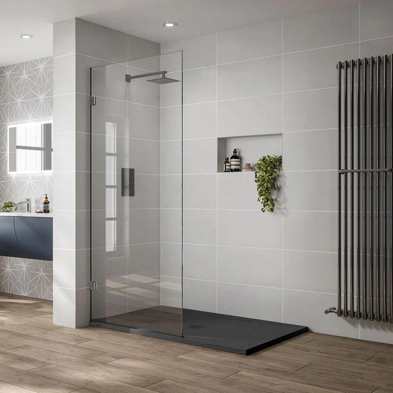 Frameless Fixed Panel Shower Screen Gun Metal - Living and Bathroom