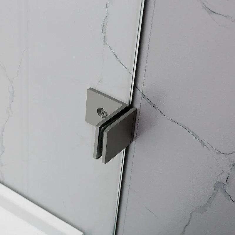 Frameless Fixed Panel Shower Screen Curved Edge Gun Metal - Living and Bathroom