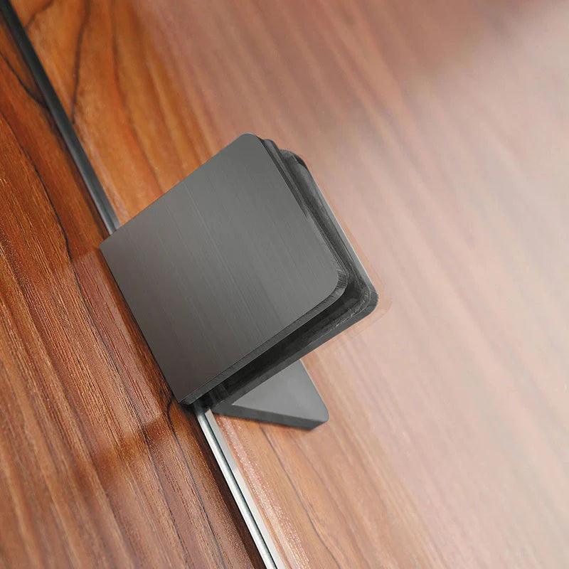 Frameless Fixed Panel Shower Screen Curved Edge Gun Metal - Living and Bathroom