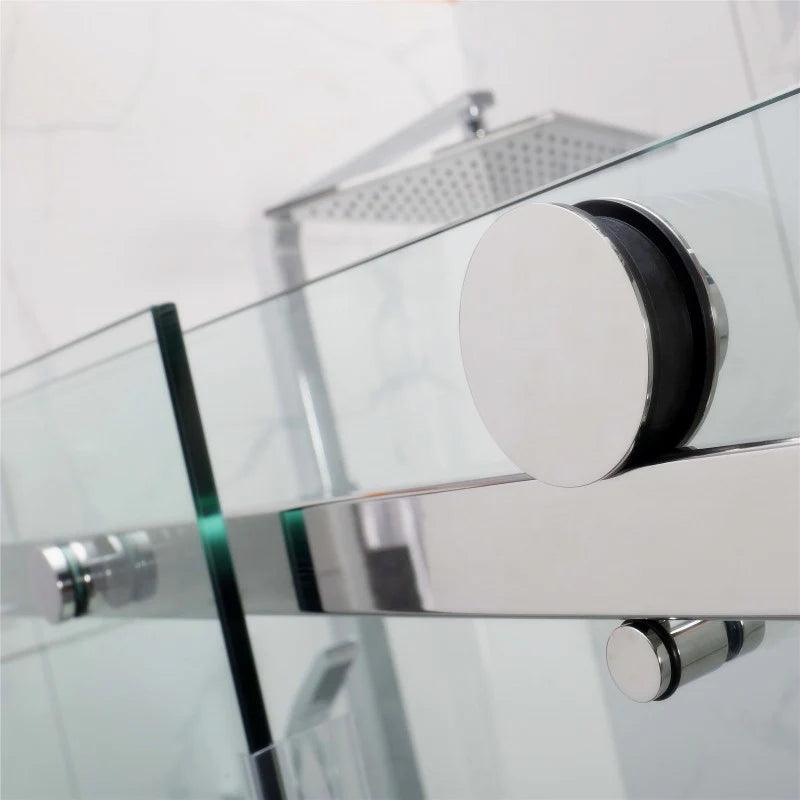 Frameless Adjustable Wall to Wall Sliding Shower Screen Chrome - Living and Bathroom