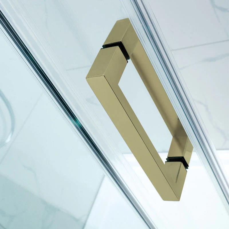 Frameless Adjustable Wall to Wall Sliding Shower Screen Brushed Gold - Living and Bathroom