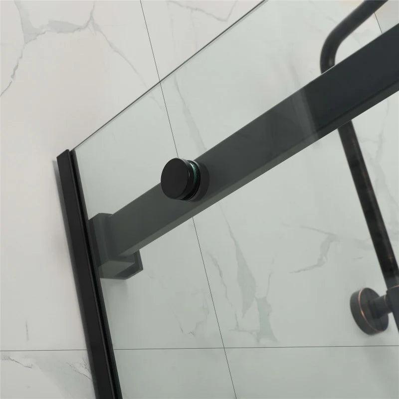 Frameless Adjustable Wall to Wall Sliding Shower Screen Black - Living and Bathroom