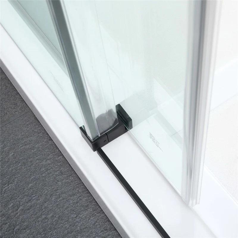 Frameless Adjustable Wall to Wall Sliding Shower Screen Black - Living and Bathroom