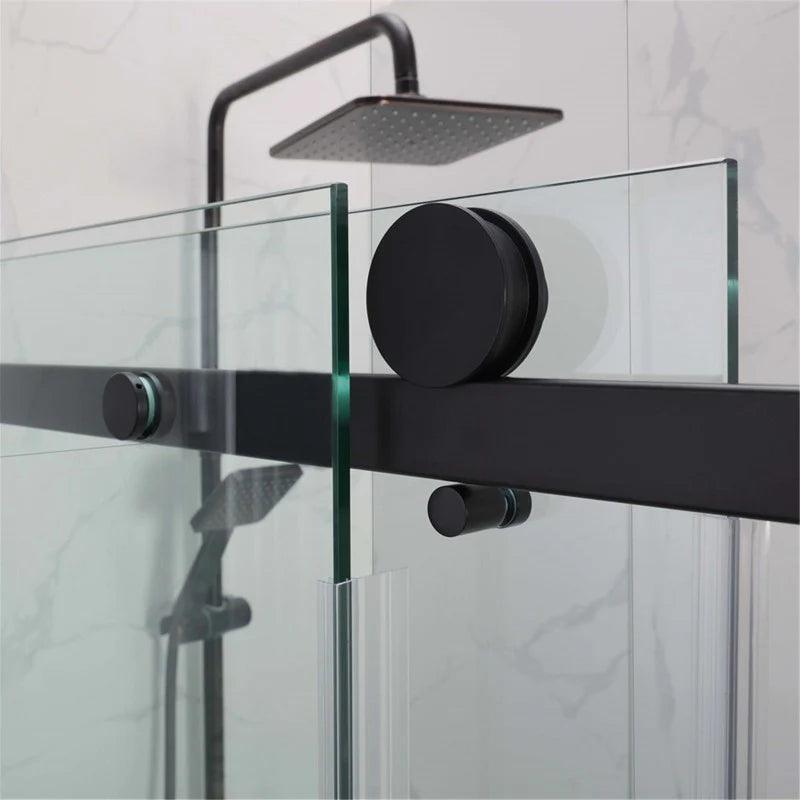 Frameless Adjustable Wall to Wall Sliding Shower Screen Black - Living and Bathroom