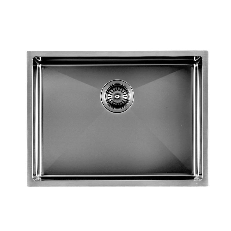 Round Corner Stainless Steel Gun Metal Grey PVD Coating Single Bowl Kitchen Sink(with Bottom Tray) 600*450*300mm