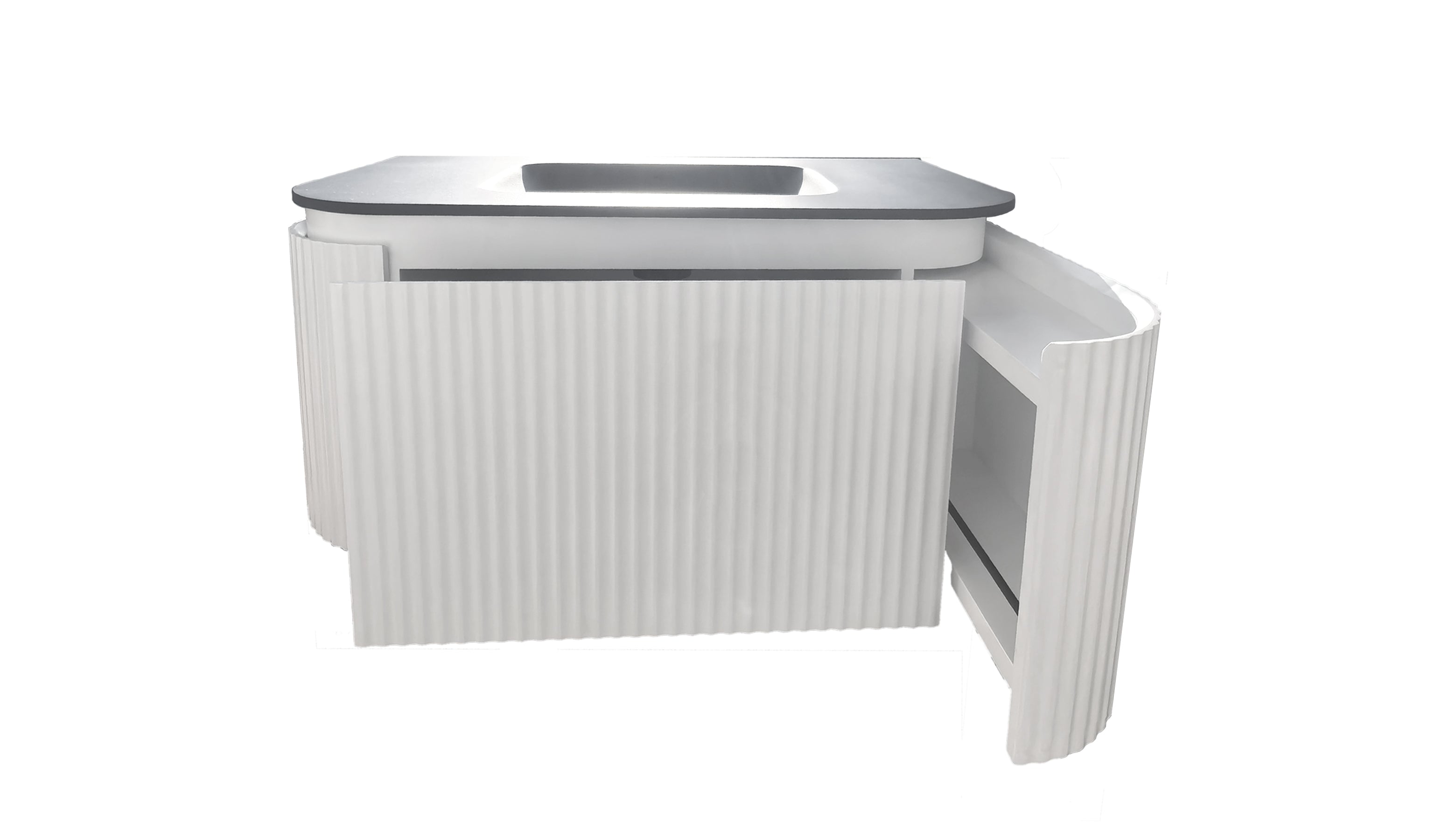 Estella Modern Curve Wall Hung Vanity PVC Cabinet Matte White