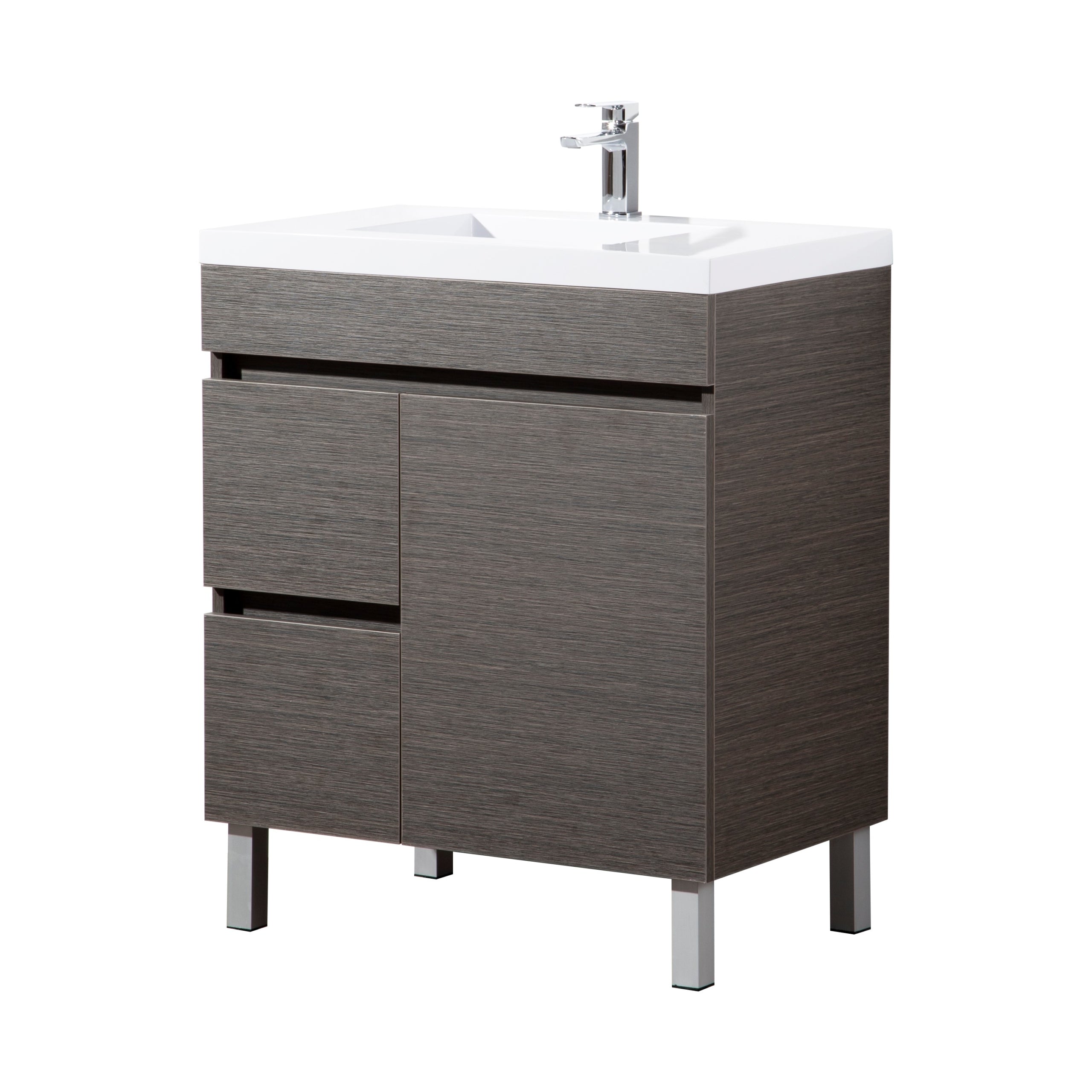 Evie PVC Freestanding Bathroom Vanity Dark Brown