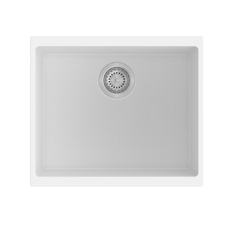 White Carysil Enigma N100S Granite Single Bowl Stone Kitchen Sink 530*460*200mm