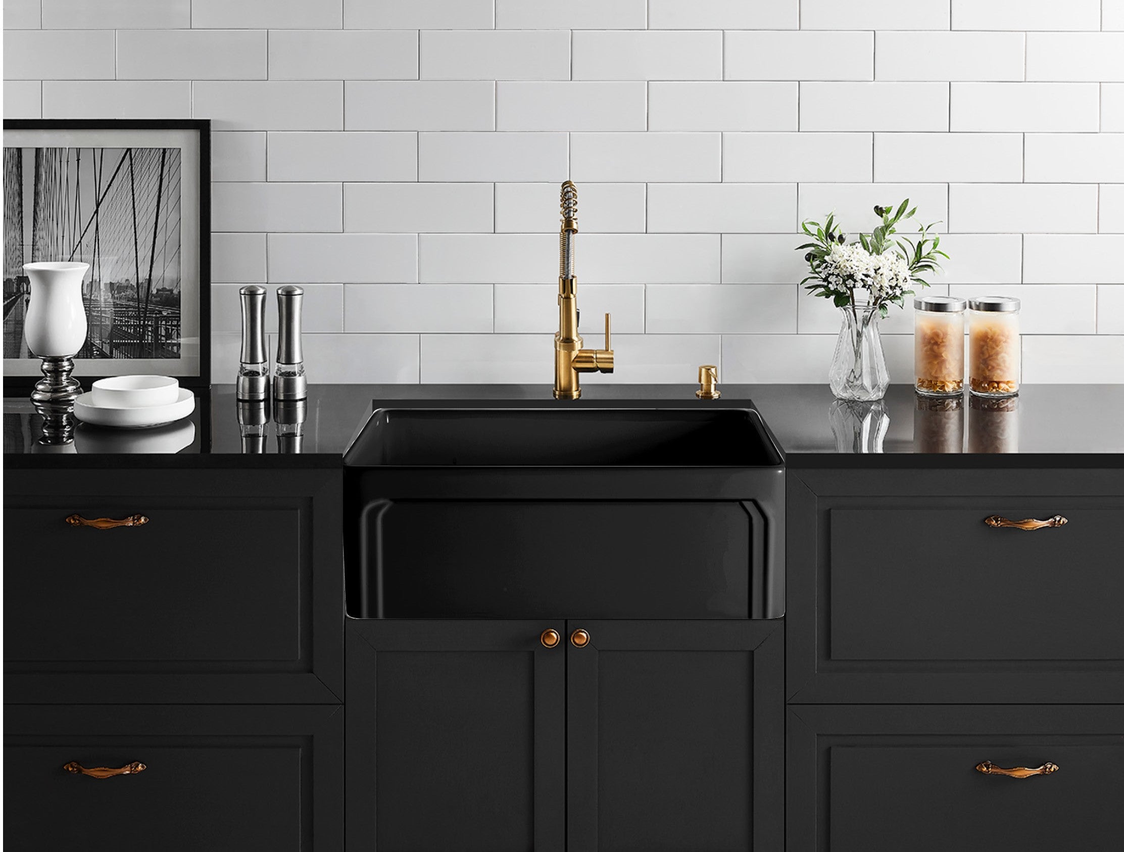 Matte Black Kensington Fireclay Farmhouse Sink 758*453*254mm