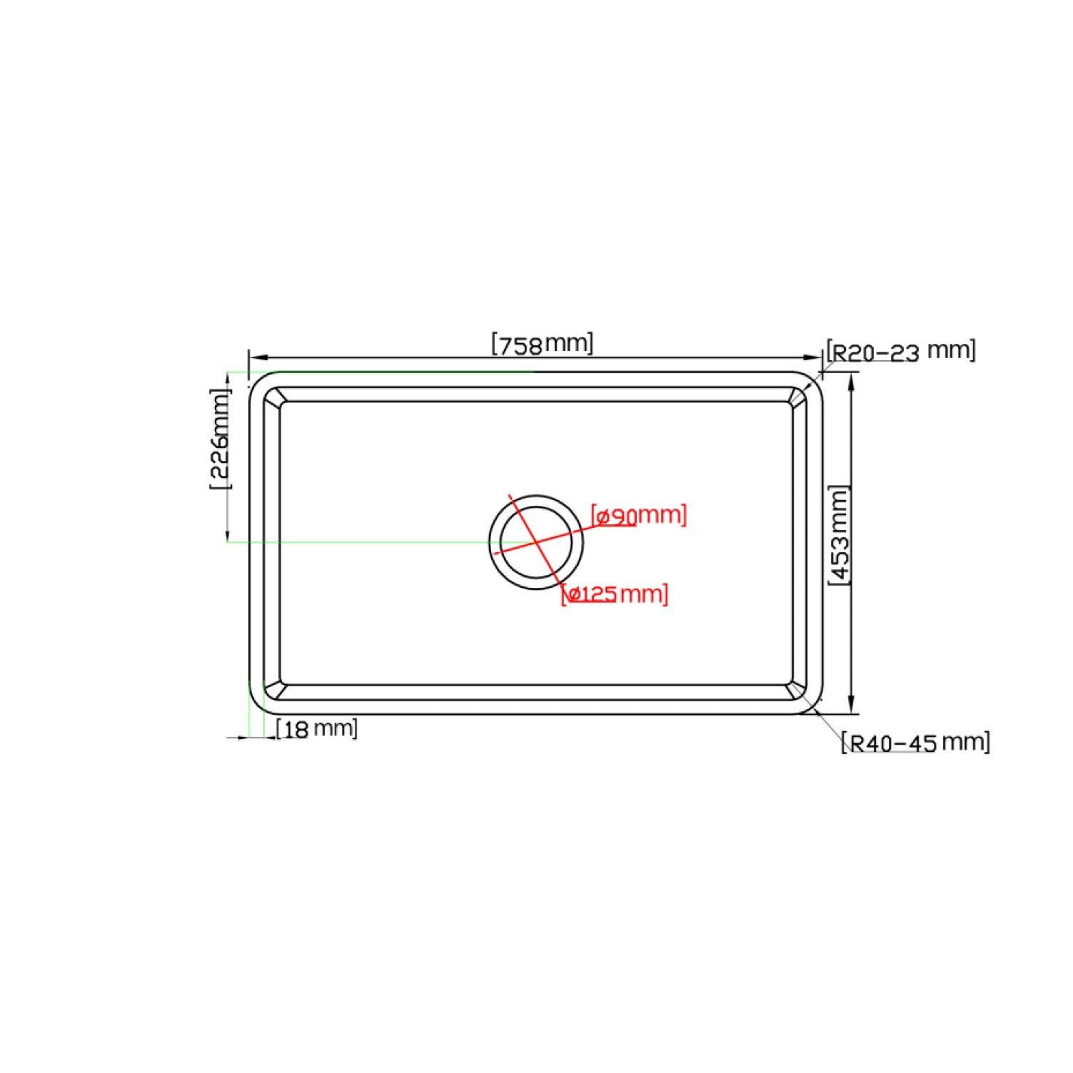 Matte Black Kensington Fireclay Farmhouse Sink 758*453*254mm