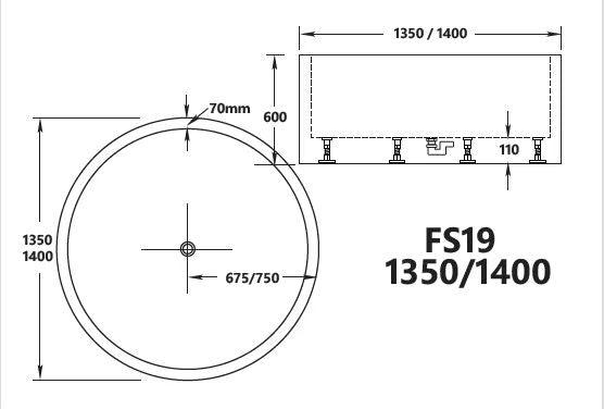 FS19 1350/1400*600mm White Round 12 Jets Acrylic Freestanding Spa Bathtub - Living and Bathroom