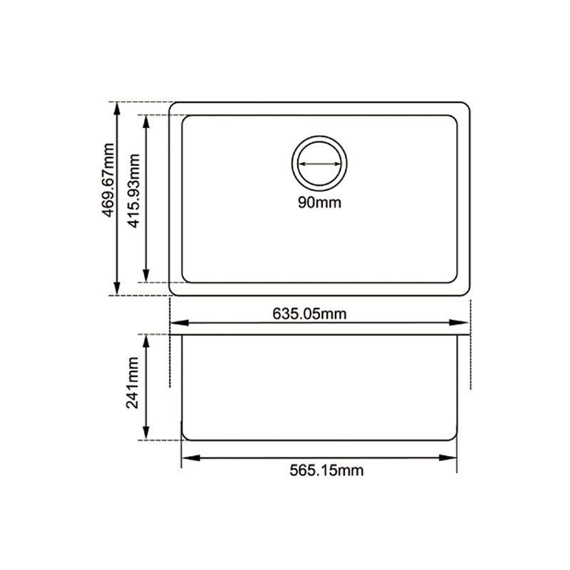 White Arete Stone Granite Single Bowl Stone Kitchen Sink 635*469*241mm