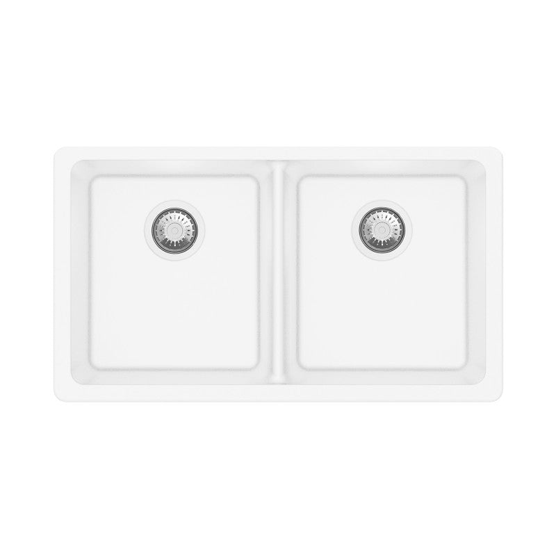 White Arete Stone Granite Double Bowl Stone Kitchen Sink 838*476*241mm