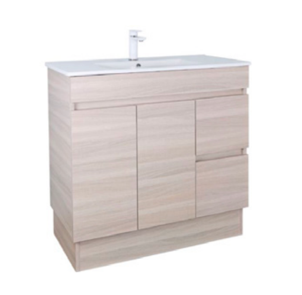 Evie - Wood Grain PVC Slim Vanity 900*360*860 Left/Right Drawers