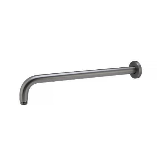 Round Gun Metal Grey Stainless Steel Wall Mounted Shower Arm 400mm - Living and Bathroom