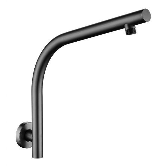 Round Gun Metal Grey Goose-neck Wall Mounted Shower Arm - Living and Bathroom