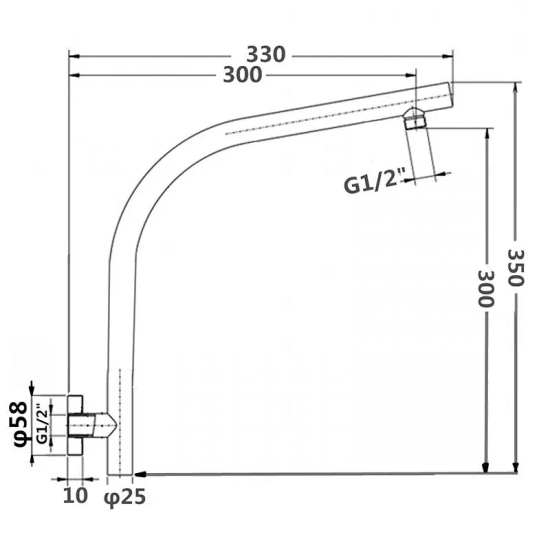 Round Gun Metal Grey Goose-neck Wall Mounted Shower Arm - Living and Bathroom