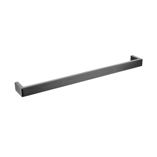 IVANO Series Square Gun Metal Grey Single Towel Rail 600mm - Living and Bathroom