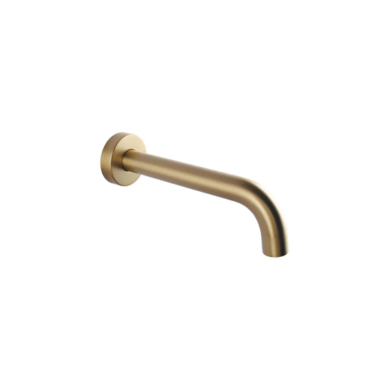 LUCID PIN Series Round Brushed Brass Bathtub/Basin Wall Spout 160mm Spout - Living and Bathroom