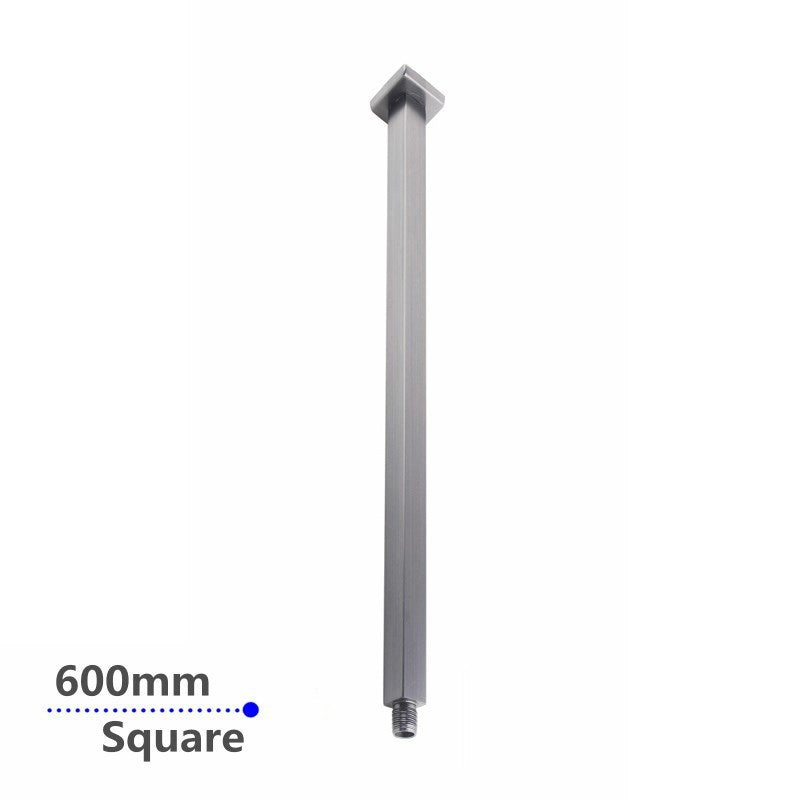 Square Brushed Nickel Ceiling Shower Arm 600mm