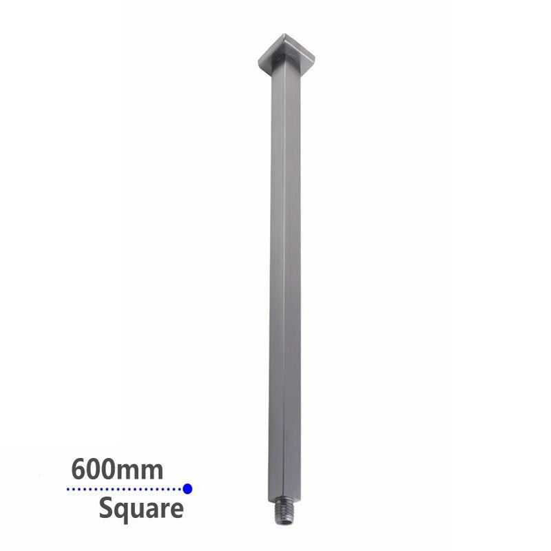 Square Gun Metal Grey Ceiling Shower Arm 600mm