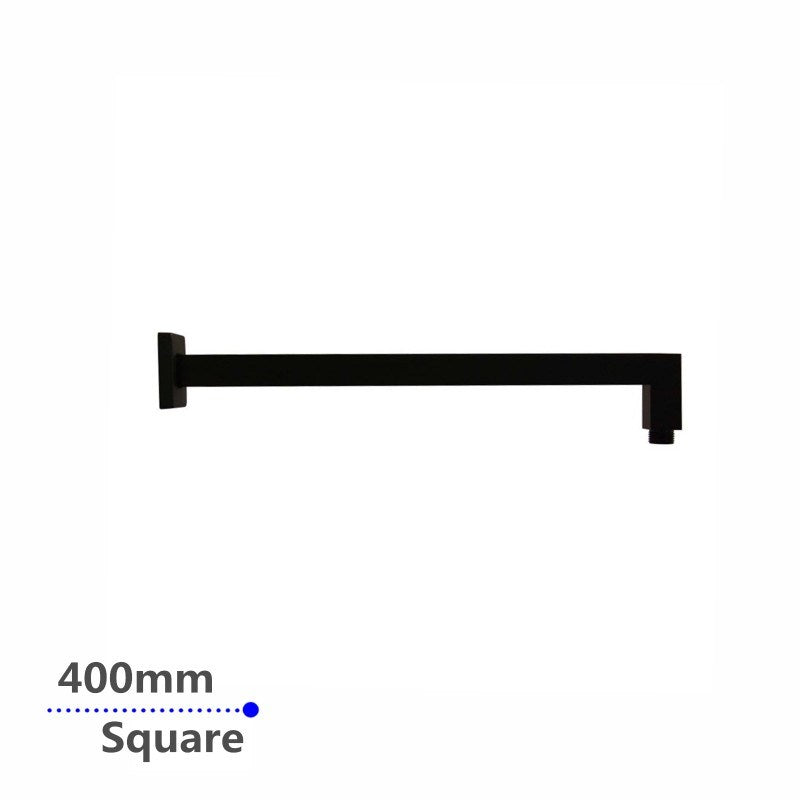 Square Black Wall Mounted Shower Arm 400mm