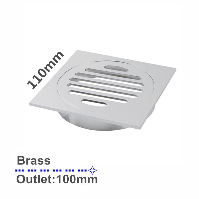 110*110mm Chrome Brass Floor Drain(100mm Outlet)
