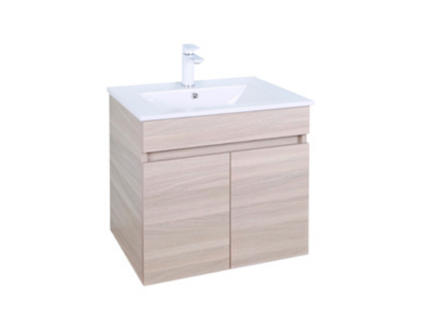 Evie - Wood Grain PVC Slim Vanity 600*360*520mm Double Doors