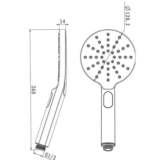 Round Gun Metal Grey ABS 3 Function Handheld Shower - Living and Bathroom