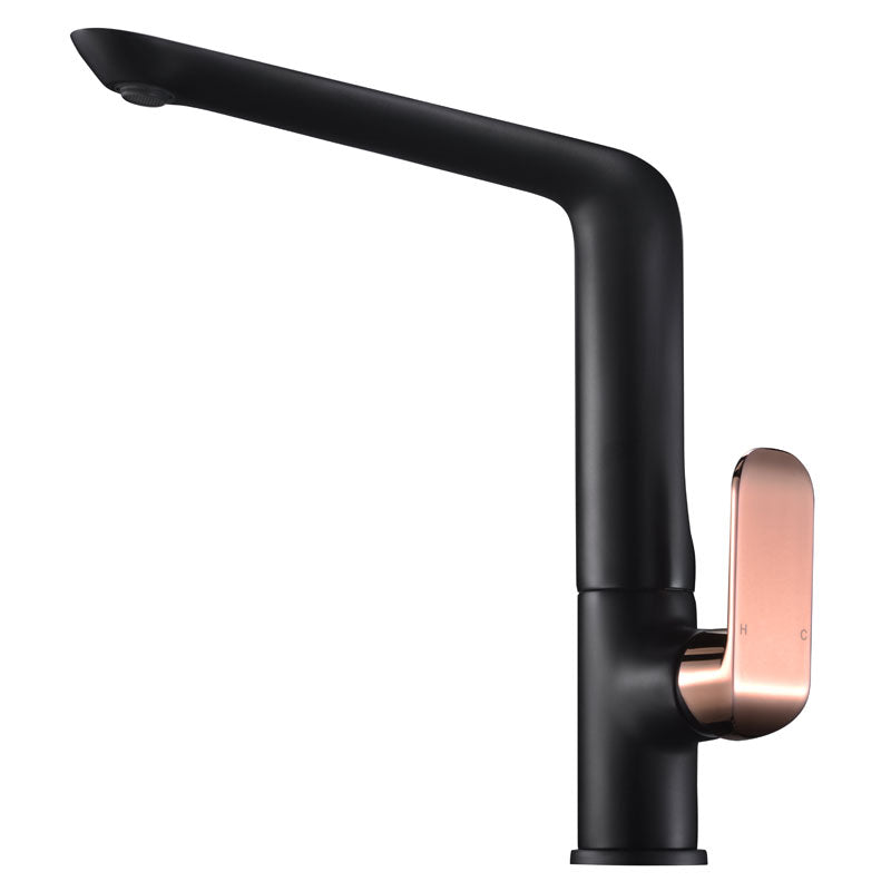 Ikon Kara Kitchen And Laundry Sink Mixer Black/ Rose Gold