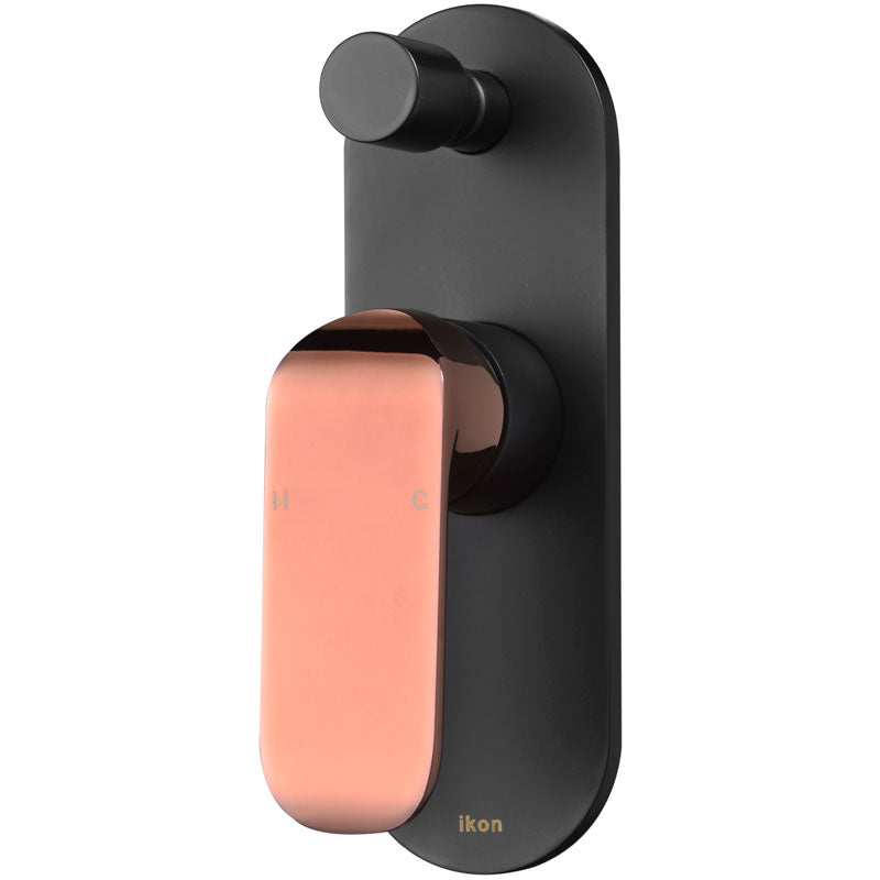 Ikon Kara Wall Mixer With Diverter Black/ Rose Gold
