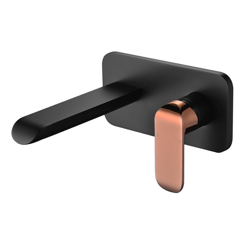 Ikon Kara Wall Mixer With Spout Black/ Rose Gold