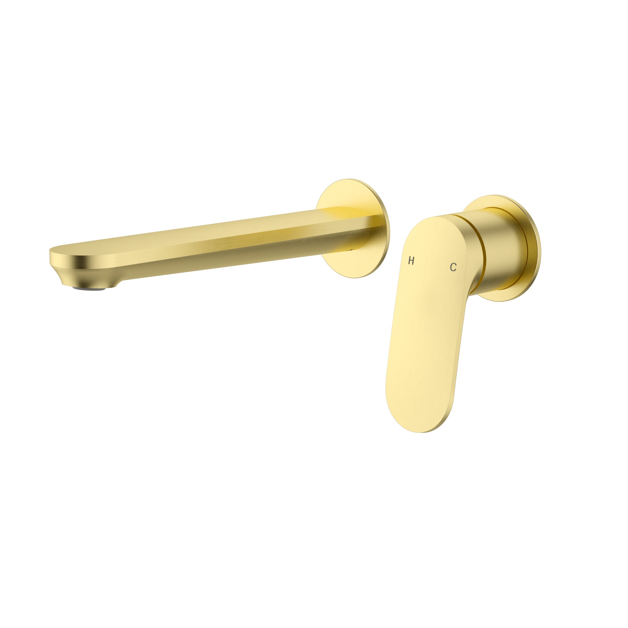 Ikon Sulu II Wall basin Mixer with Spout Seperate Plate Trim Kits Brushed Gold