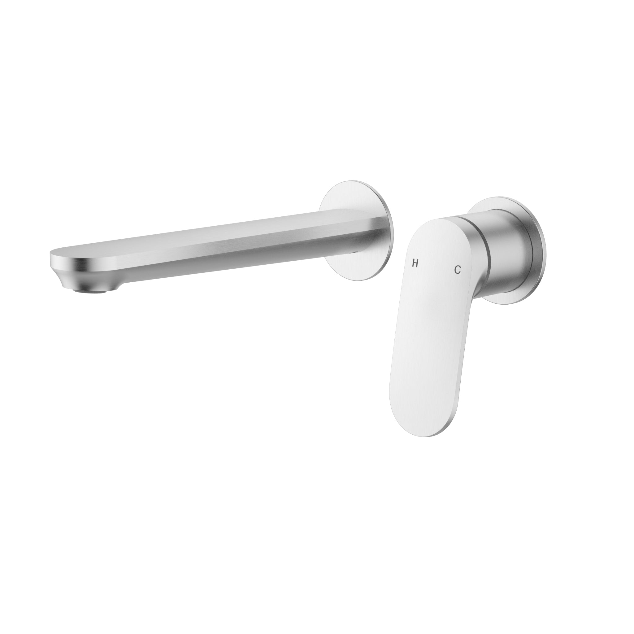 Ikon Sulu II Wall basin Mixer with Spout Seperate Plate Trim Kits Brushed Nickel