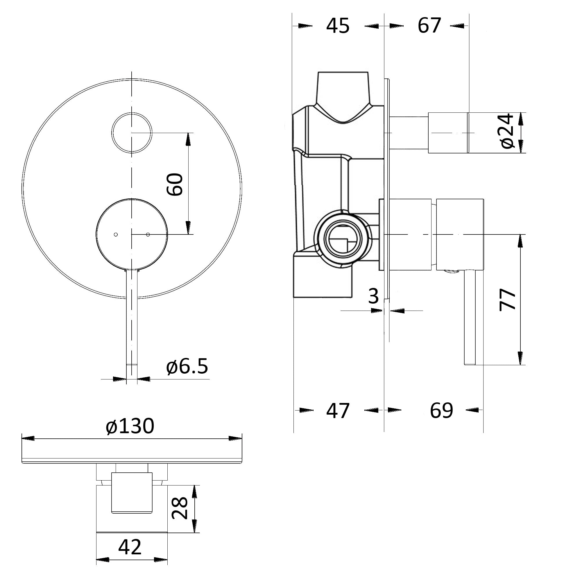 Ikon Hali Wall Mixer Diverter Set