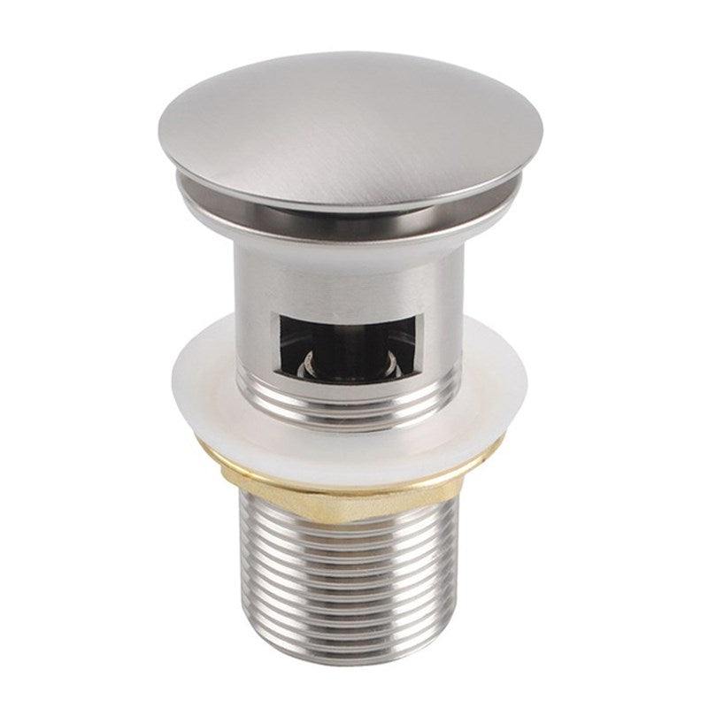 32/40mm Mushroom Brushed Nickel Brass Basin Pop Up Waste with Overflow