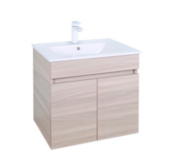 Evie - Wood Grain PVC Slim Vanity 700*360*520mm Double Doors