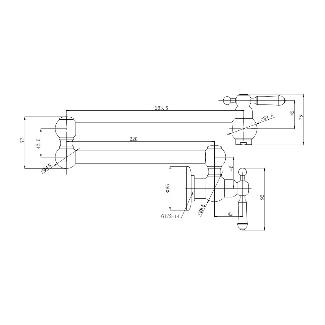 Ikon Clasico Pot Filler Chrome