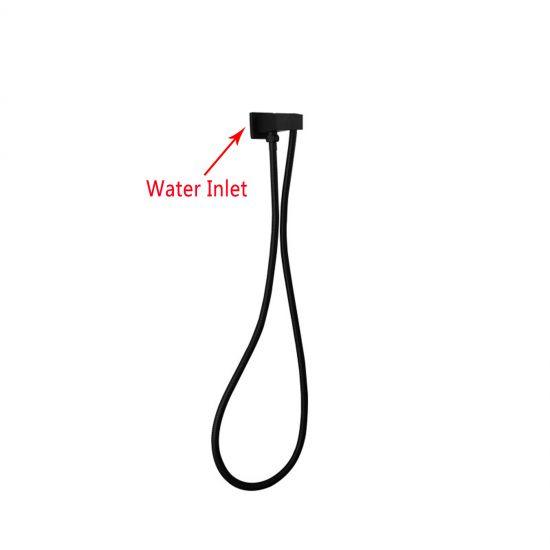 Square Black Shower Holder Wall Connector & Hose Only - Living and Bathroom