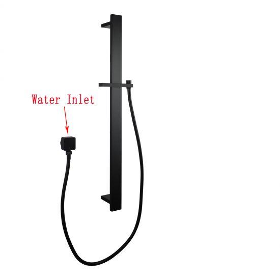 Square Black Sliding Shower Rail without Handheld Shower - Living and Bathroom