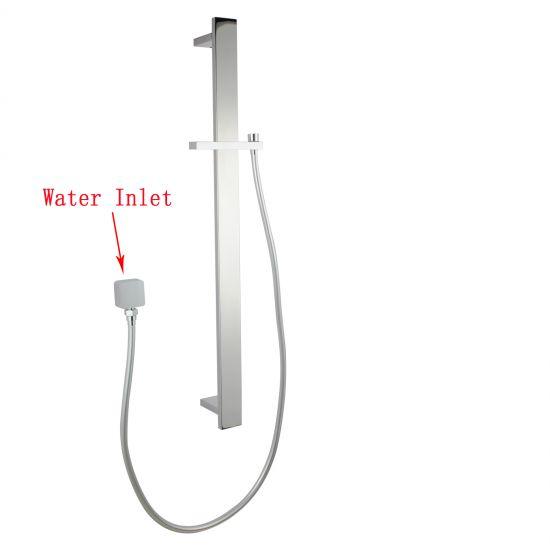 Square Chrome Sliding Shower Rail without Handheld Shower - Living and Bathroom
