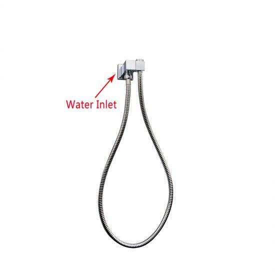 Square Chrome Shower Holder Wall Connector & Hose Only - Living and Bathroom