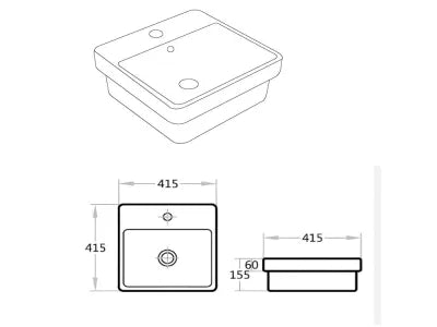 Kliff Insert Basin Tap Hole 415*415*155 Gloss white